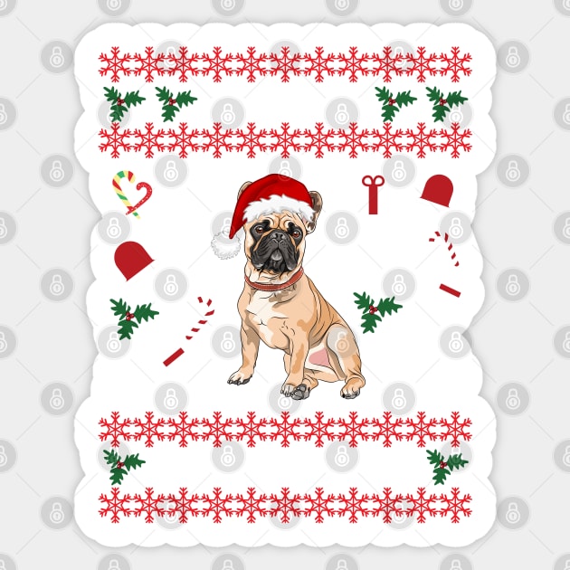 Merry Woofmas Bulldog Christmas Holiday - Bulldog Merry Woofmas Christmas Gift Sticker by Famgift